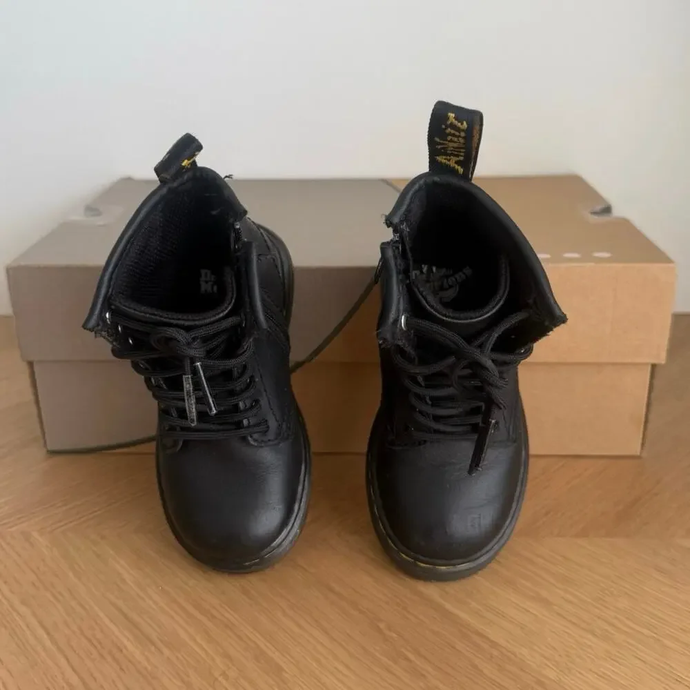Dr. Martens 1460 Black Leather Lace Up Zip Ankle Boots Toddler - SZ 7 C